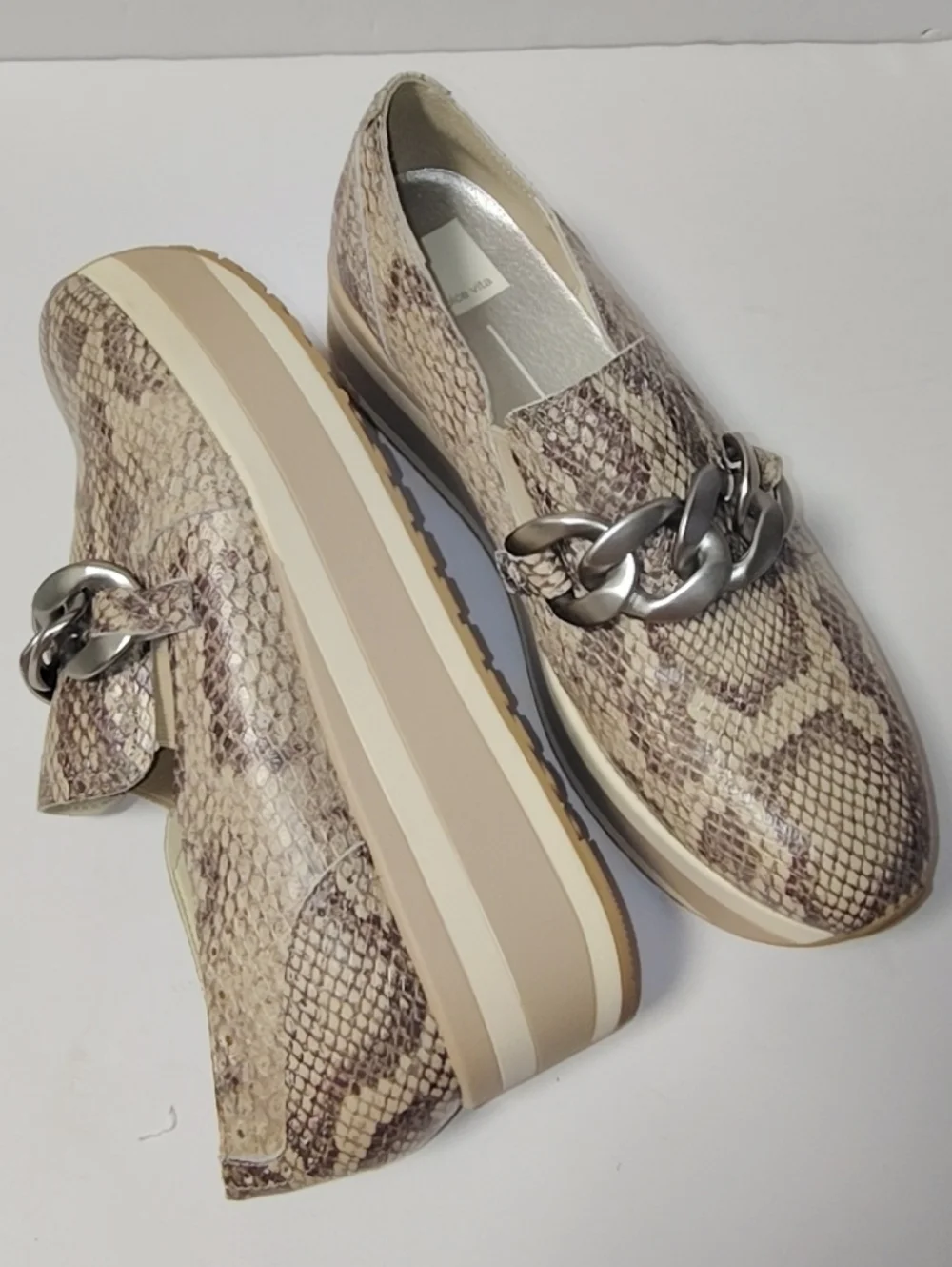Dolce Vita Jhenee Women's Sand Snake Embossed Slip-On Platform Wedge Loafers 9